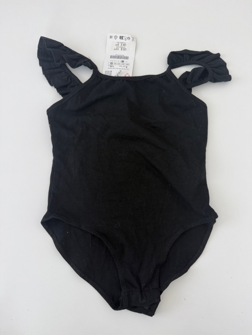 Zara Black Ruffled Strap One-Piece Bodysuit